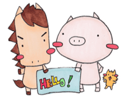 Little pig and little horse sticker #713579