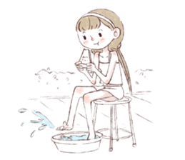 Water color girl's emotion sticker #721847