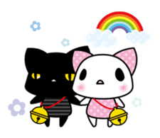 A white cat and black cat sticker #731045