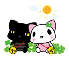 A white cat and black cat sticker #731046