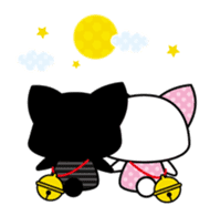 A white cat and black cat sticker #731062