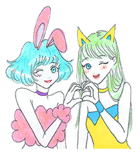 Bunny girl & Cat girl sticker #734464