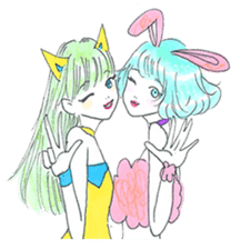 Bunny girl & Cat girl sticker #734465