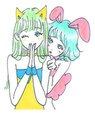 Bunny girl & Cat girl sticker #734466