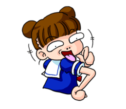 Girl student of the dumpling head sticker #748051