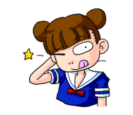 Girl student of the dumpling head sticker #748061