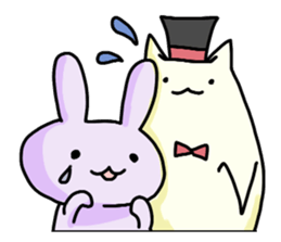 Purple Rabbit And Gentle Cat sticker #756151