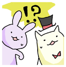 Purple Rabbit And Gentle Cat sticker #756154