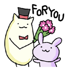 Purple Rabbit And Gentle Cat sticker #756159