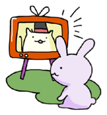 Purple Rabbit And Gentle Cat sticker #756170