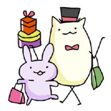Purple Rabbit And Gentle Cat sticker #756175