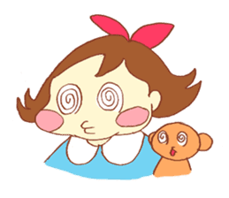 chubby girl and stuffed animal sticker #759467