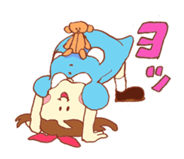 chubby girl and stuffed animal sticker #759469