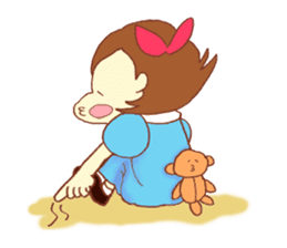 chubby girl and stuffed animal sticker #759486