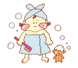 chubby girl and stuffed animal sticker #759488