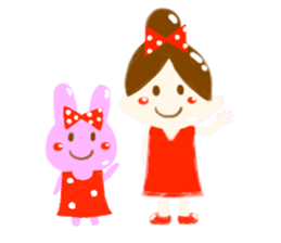 girl and rabbit sticker #764383