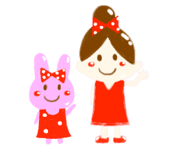 girl and rabbit sticker #764383