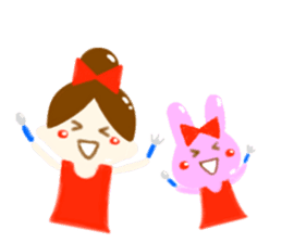 girl and rabbit sticker #764384