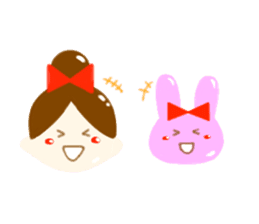 girl and rabbit sticker #764387
