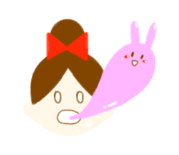 girl and rabbit sticker #764401