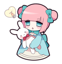 Twin tail & Straight bangs girl Sticker! sticker #765090