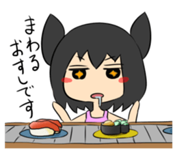 jitome chan with food. sticker #778552