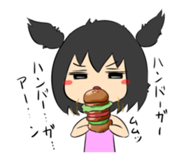 jitome chan with food. sticker #778576