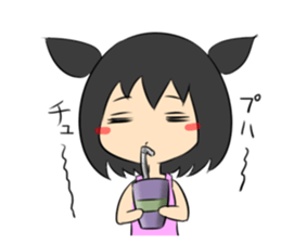 jitome chan with food. sticker #778579