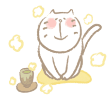 Nyanko Rakugaki-chubby white cat doodle- sticker #797677