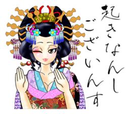 Japanese traditional Oiran stickers 1 sticker #807247