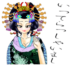 Japanese traditional Oiran stickers 1 sticker #807248