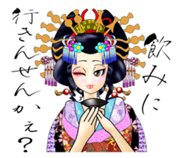 Japanese traditional Oiran stickers 1 sticker #807263