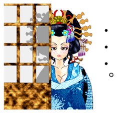 Japanese traditional Oiran stickers 1 sticker #807272