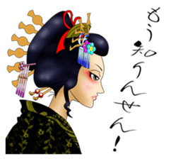 Japanese traditional Oiran stickers 1 sticker #807275