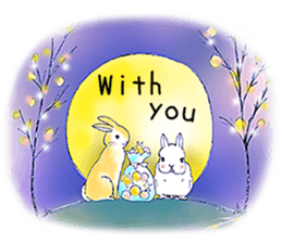 Small Rabbit moon and dream and music sticker #835471