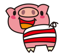 Pig of the striped pattern sticker #868442