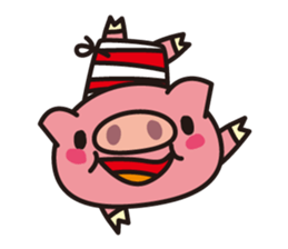 Pig of the striped pattern sticker #868444