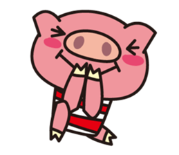 Pig of the striped pattern sticker #868447