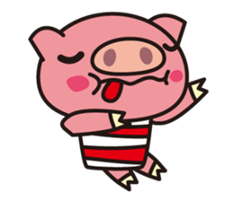 Pig of the striped pattern sticker #868448