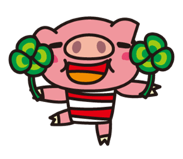 Pig of the striped pattern sticker #868456