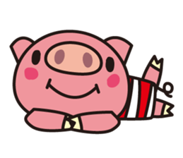 Pig of the striped pattern sticker #868476