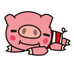 Pig of the striped pattern sticker #868477