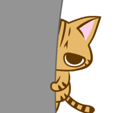 Gloomy brown striped cat sticker #873735