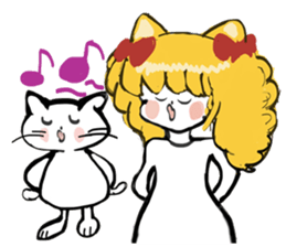 Cat and cat girl sticker #882392