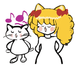 Cat and cat girl sticker #882392
