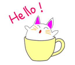 Cat in the tea cup in English sticker #898319