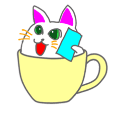 Cat in the tea cup in English sticker #898335