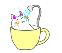 Cat in the tea cup in English sticker #898341