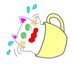 Cat in the tea cup in English sticker #898357