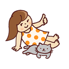 Girl and cat sticker #909479
